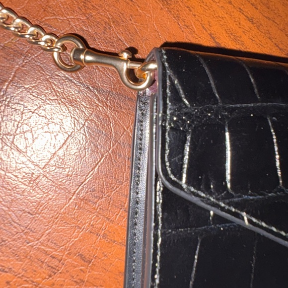 Coach Black Leather Clutch with Gold Chain - Picture 4 of 5